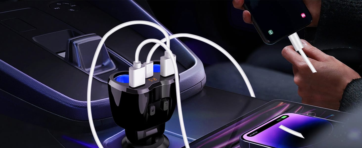 SUPERONE 2 Socket Cigarette Lighter Splitter 12/24V 80W Dual USB Type-C Adapter插图 SUPERONE 2 Socket Cigarette Lighter Splitter 12/24V 80W Dual USB Type-C Adapter插图