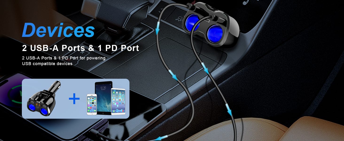 SUPERONE 2 Socket Cigarette Lighter Splitter 12/24V 80W Dual USB Type-C Adapter插图7 SUPERONE 2 Socket Cigarette Lighter Splitter 12/24V 80W Dual USB Type-C Adapter插图7