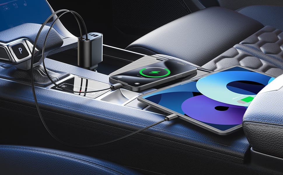 SUPERONE Retractable 4-in-1 Car Charger – Tangle-Free Fast Charging with 2.6ft Cord for All iPhones, Galaxy & Pixel插图5 SUPERONE Retractable 4-in-1 Car Charger – Tangle-Free Fast Charging with 2.6ft Cord for All iPhones, Galaxy & Pixel插图5