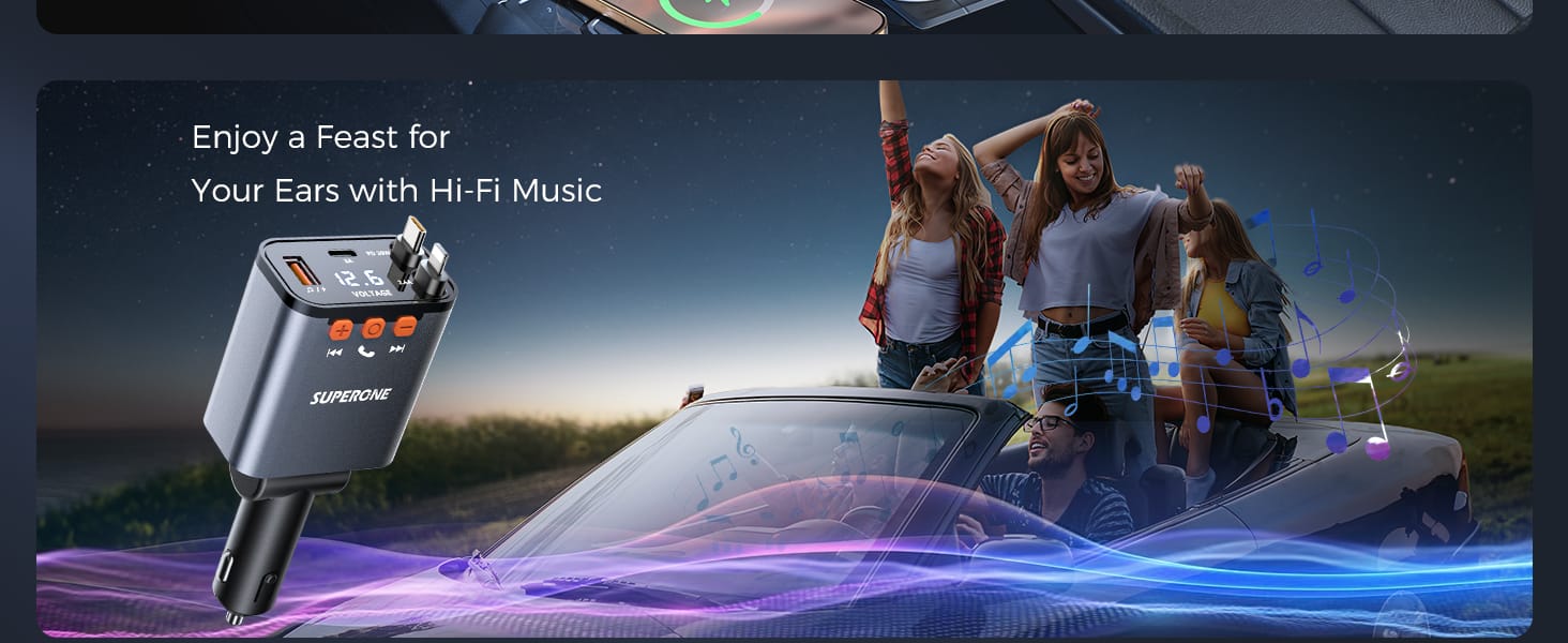 5 in 1 Retractable Car Charger, Small Bluetooth 5.3 Car Adapter, 69W Fast Car Charger, 2 Retractable Cables and USB Car Chargers插图5 5 in 1 Retractable Car Charger, Small Bluetooth 5.3 Car Adapter, 69W Fast Car Charger, 2 Retractable Cables and USB Car Chargers插图5