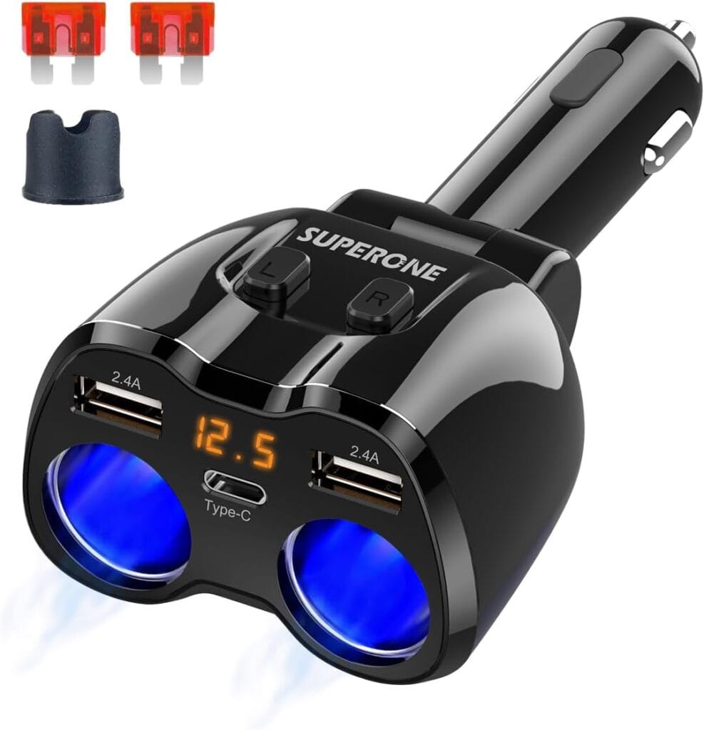 SUPERONE 2 Socket Cigarette Lighter Splitter 12/24V 80W Dual USB Type-C Adapter SUPERONE 2 Socket Cigarette Lighter Splitter 12/24V 80W Dual USB Type-C Adapter