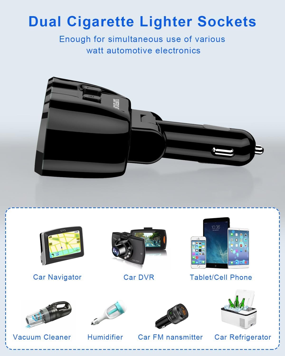 SUPERONE 2 Socket Cigarette Lighter Splitter 12/24V 80W Dual USB Type-C Adapter SUPERONE 2 Socket Cigarette Lighter Splitter 12/24V 80W Dual USB Type-C Adapter - Image 7