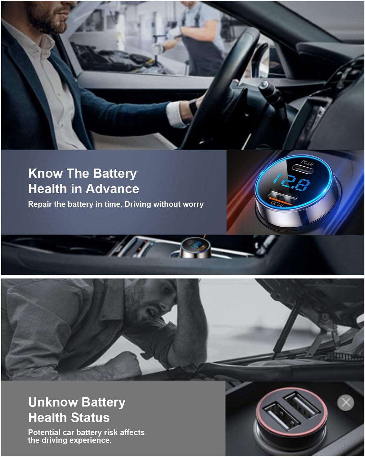 SUPERONE 45W Dual USB-C Car Charger with PD Fast Charging & LED Voltmeter SUPERONE 45W Dual USB-C Car Charger with PD Fast Charging & LED Voltmeter - Image 4